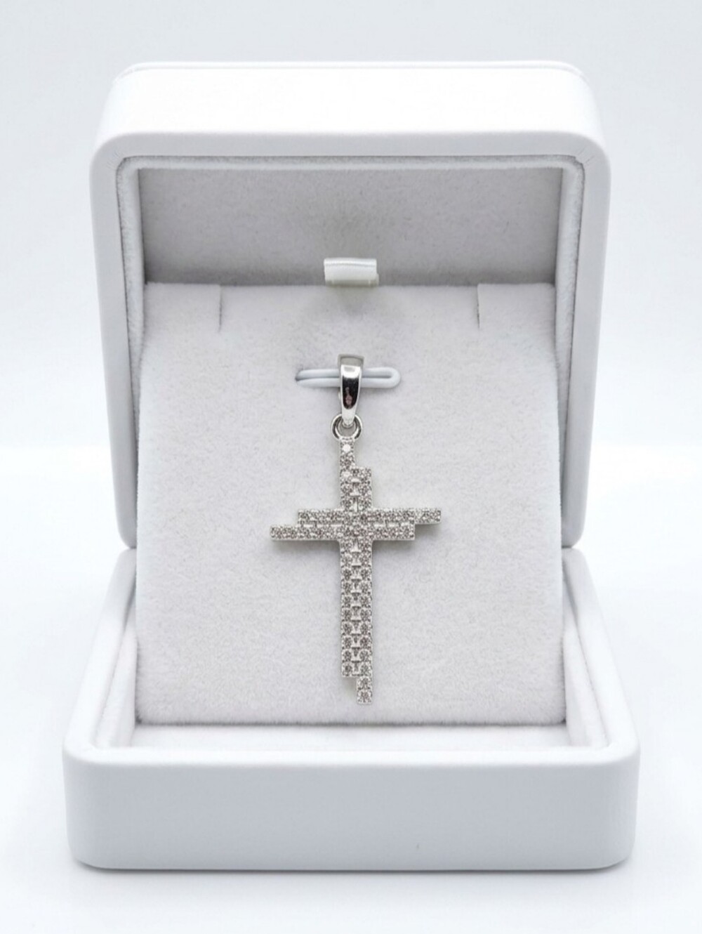 925 Sterling Silver Moissanite Cross Necklace Pendant [1.5"] 0.50ct
